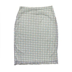 Vintage Ams Geometric Print Pencil Skirt in Light Blue & Green